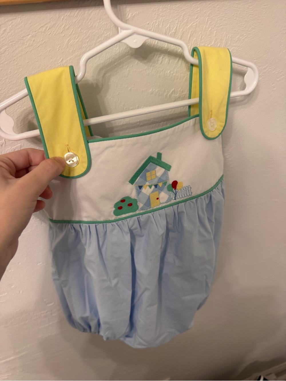 Toddler Bany Vintage Style Button Bubble Romper with House Appliqués 3T EUC - Picture 8 of 10